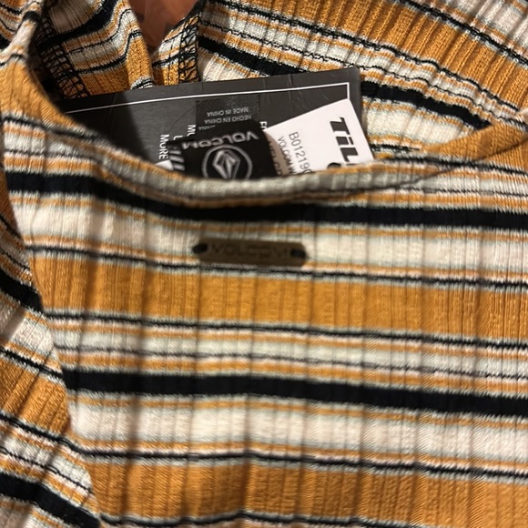 NWT! VOLCOM Stone Stripe Womens Crop Cami Yellow Combo Stone Stripe Medium XL - Picture 12 of 12